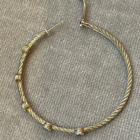 ONE Judith Ripka Sterling Gold Clad MultiColor Gemstones 2" Hoop Pierced Earring - Picture 10 of 11